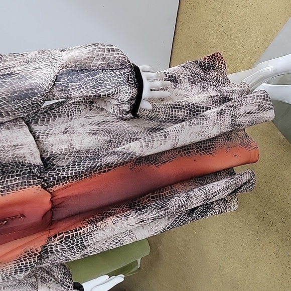 Nine West Long Sleeve Snake Print Elastic Waist Midi Dress Size 14 - Picture 5 of 14